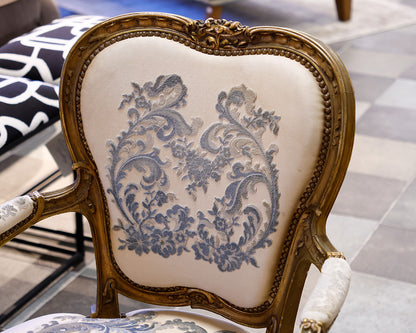 Set of 2 Custom Wood Framed Accent Chairs