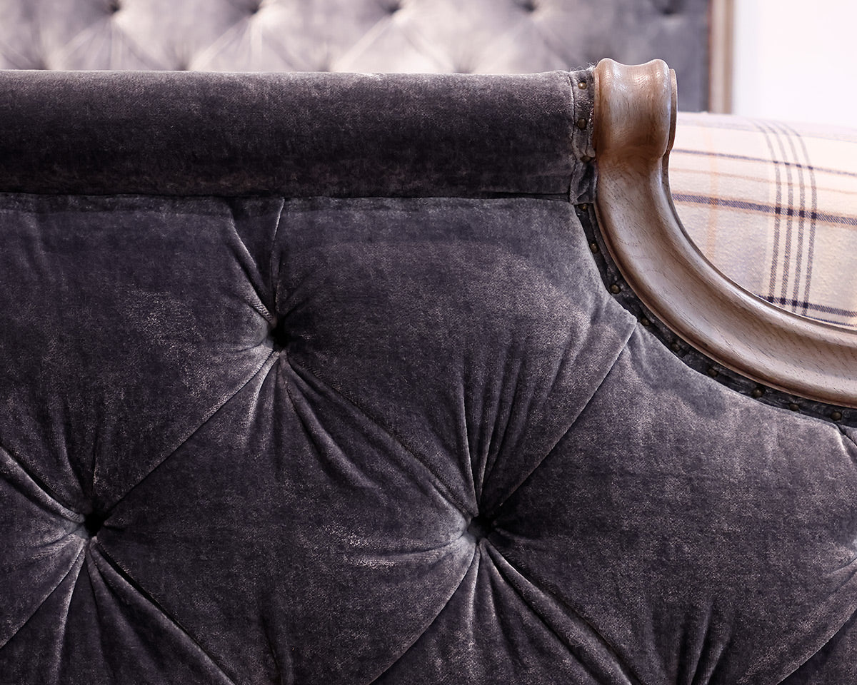 King Bed in Gray w/ Button Tufts