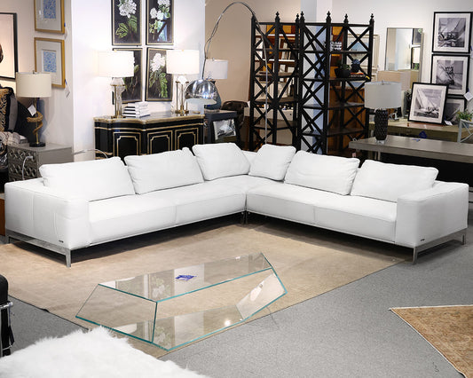 Roche Bobois Episode 3-Piece Sectional in White Leather & Chrome