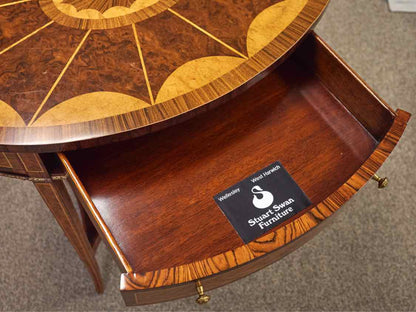 Maitland Smith Oval Inlaid Accent Table with Drawer