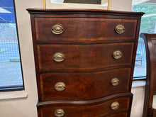 Mahogany Serpentine 7 Drawer Chest on Chest