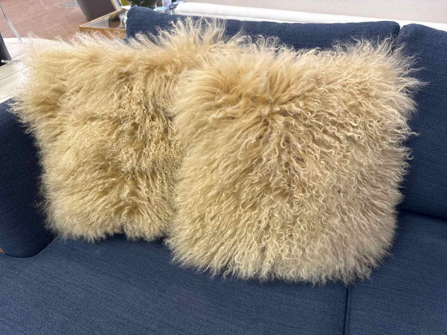West Elm Pair of Mongolian Lamb Accent Pillows