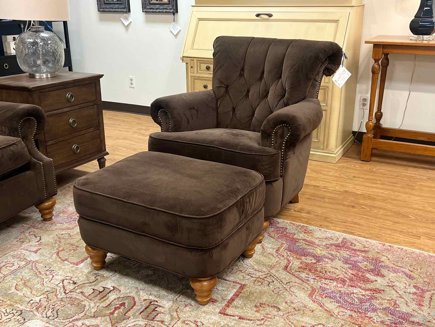 Flexsteel Chocolate Microsuede Chair w/ Ottoman