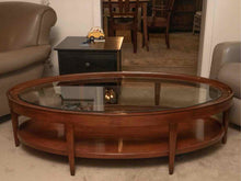 Henredon Mahogany Glass Top Oval Cocktail Table