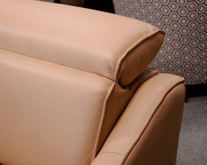 ROM Khaki Leather Sofa and Ottoman