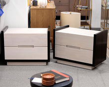 Pair of CB2 Beaufort 30" Whitewashed Wood 2-Drawer Nightstand