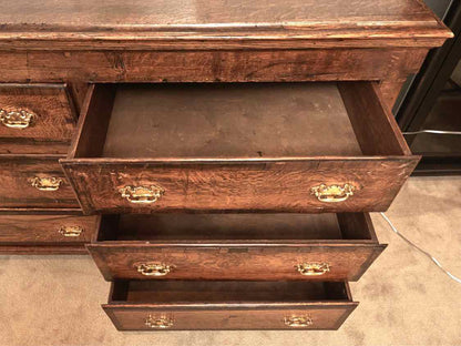 English Antique Walnut 6 Drawer Solid Brass Handles  Chest