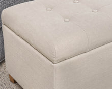 Button Tuffled Storage Ottoman in Ivory