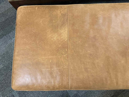 Distressed Hazlenut Leather Bench