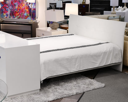 White Leather Contemporary King Bed Frame