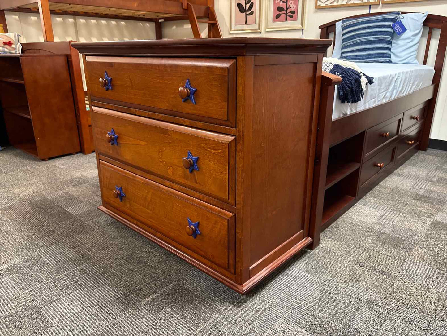 Cherry Wood 3-Drawer Dresser