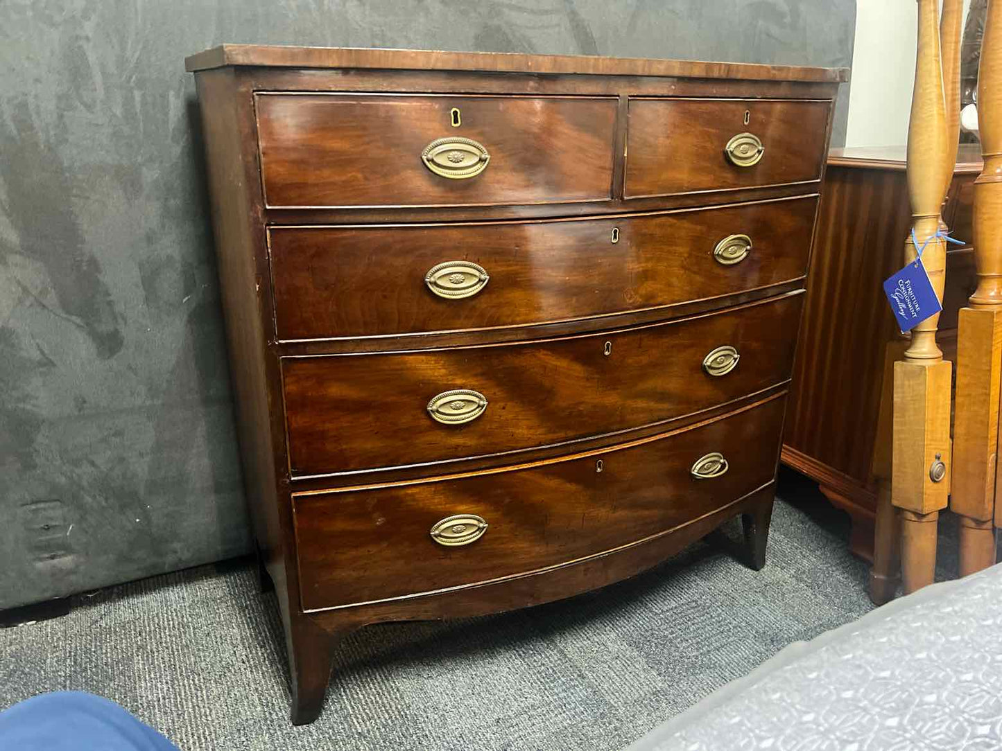 5 Drawer Inlaid Mahogany Chest
