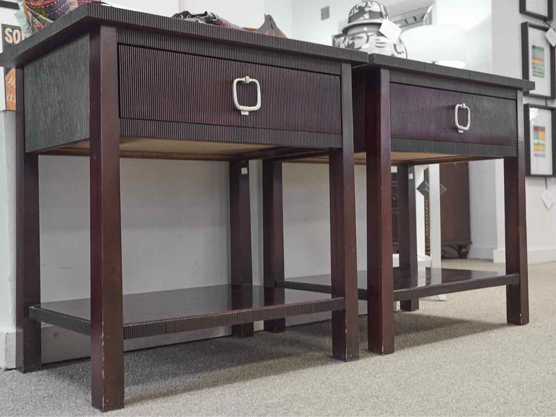Pair of Thomas Obrien for Hickory Chair Mahogany Nightstands