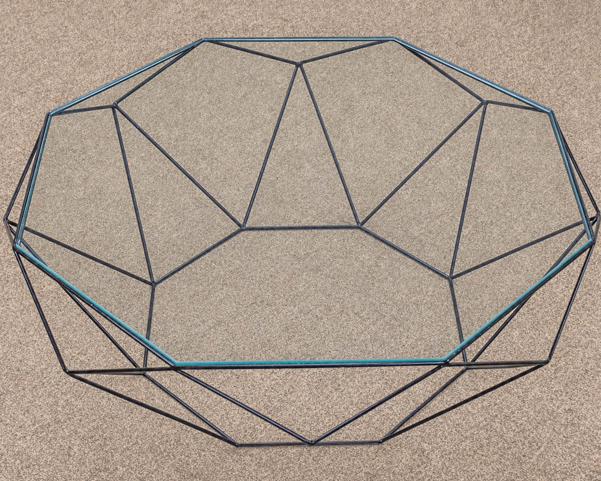 Roche ' Precious' Glass Octagon Cocktail Table with Black Wire Base