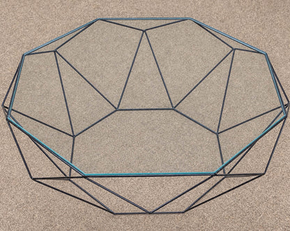 Roche ' Precious' Glass Octagon Cocktail Table with Black Wire Base