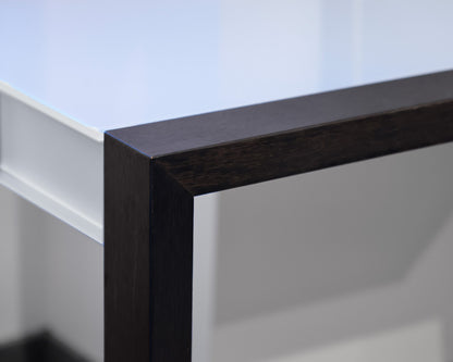 Ligne Roset Lumeo Desk in Wood, Frosted Glass and Steel