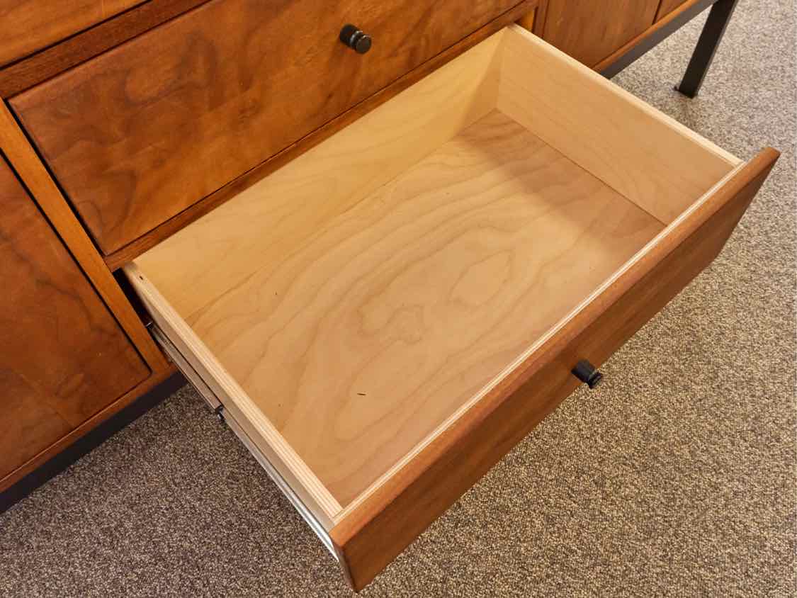 Room & Board Linear Storage Cabinet in Walnut on Natural Steel Frame