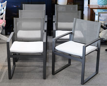 Set of 6 Restoration Hardware Aegean Aluminum Mesh Outdoor Dining Chairs