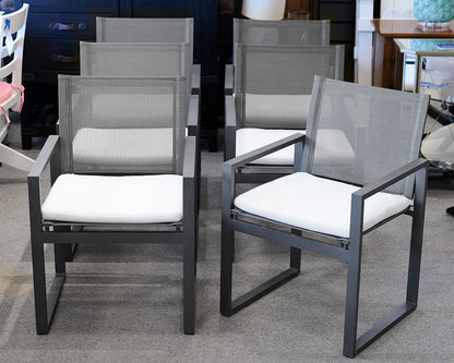 Set of 6 Restoration Hardware Aegean Aluminum Mesh Outdoor Dining Chairs