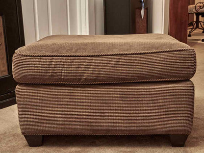 Crate & Barrel Olive Brown Corduroy Upholstered Chair with Matching Ottoman