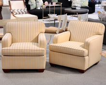 Pair of Custom Striped Upholstered Accent  Chairs