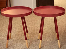 Pair of Round Red Side Tables