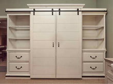 Magnussen White Wall Display Cabinet with Sliding Barn Doors