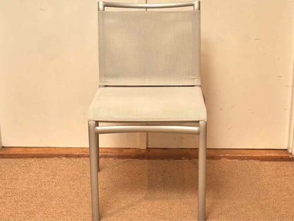 Pair of Grey Coated Finish Dining Chairs with Mesh Fabric