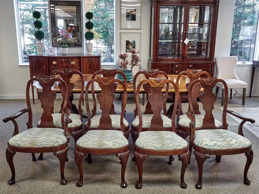 Set of Eight Baker Queen Anne Mahogany Dining Chairs