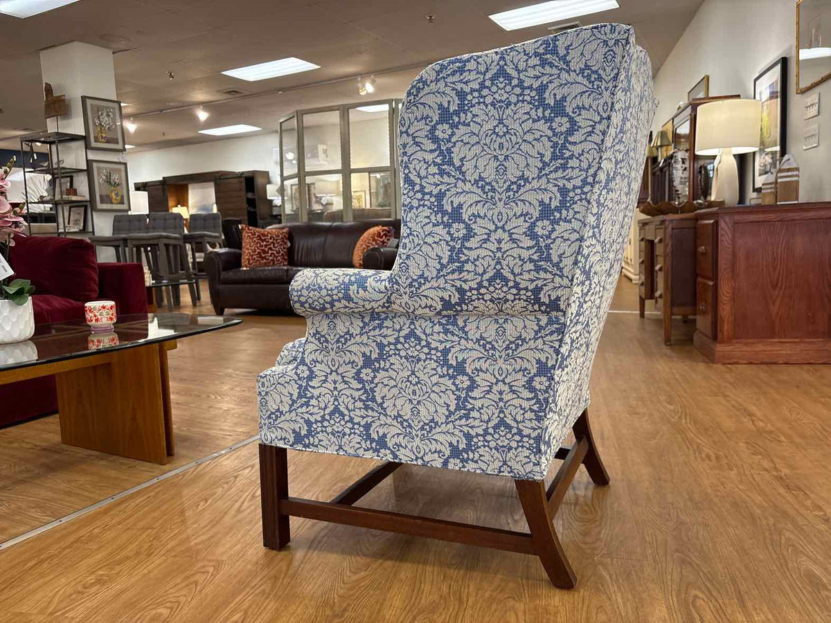 Pair of Damask Wingback Chairs
