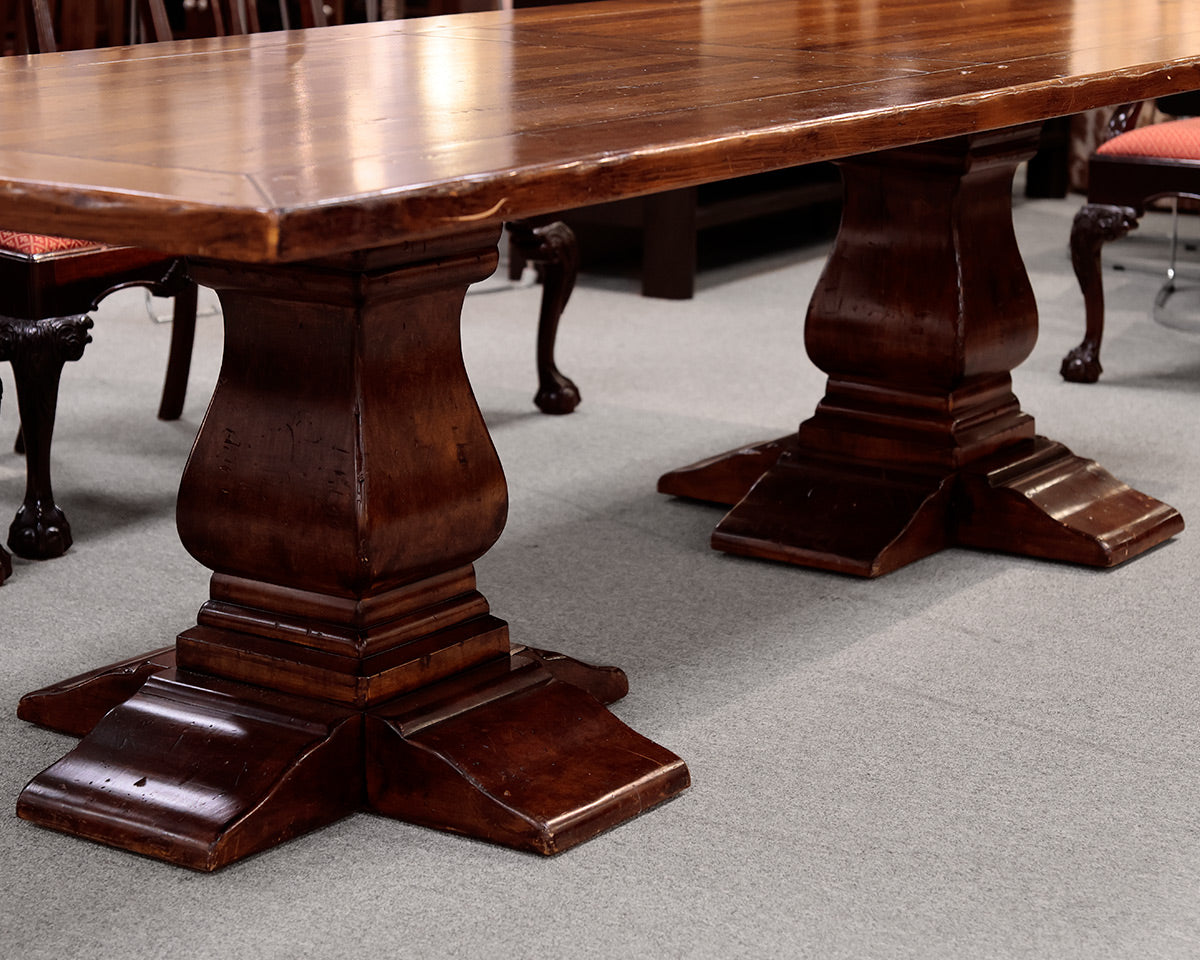 Arhaus Double Pedestal Rustic Dining Table