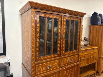 Antique Biedermeier 2-Piece Inlaid Cabinet