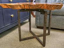 Live Edge Log Slab Side Table on Steel Base