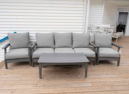 Polywood 3 Cushion Sofa, Pair of Arm Chairs , Cocktail Table Outdoor Set