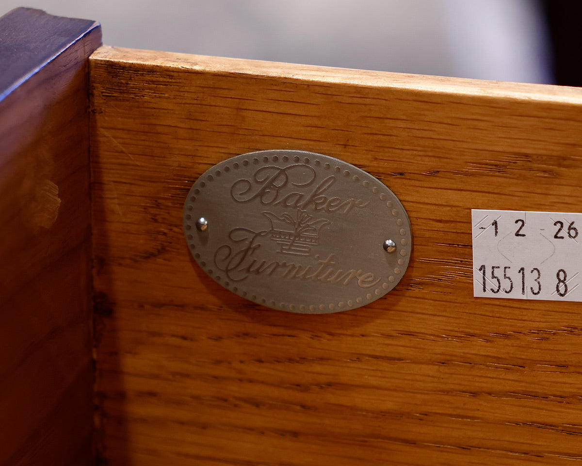 Pair of Baker Mahogany Glass Inlaid End Tables