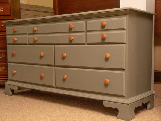 Jamestown Sterling Solid Cherry 7 Drawer Dresser in Eucalyptus Green Finish