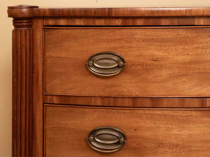 Mahogany Bowfront 4 Drawer Reeded Columns Chest