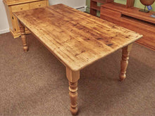 Waxed Reclaimed Pine Dining Table With Turned Legs