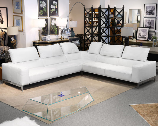 Roche Bobois Episode 3-Piece Sectional in White Leather & Chrome
