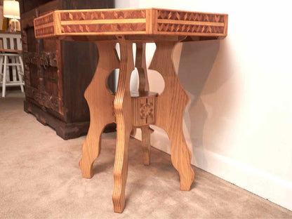 Inlaid Octagon Shape Game Accent Table