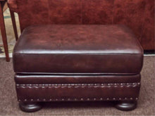 Bernhardt Brown Bonded Leather With Nailhead Trim Chair & Ottoman