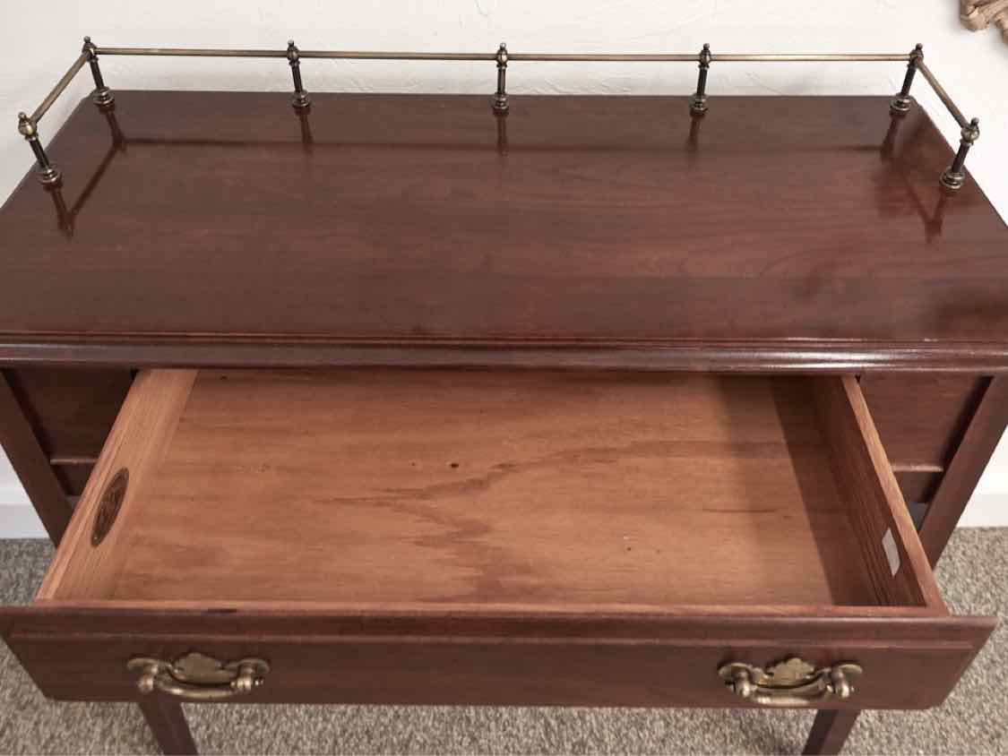 Hitchcock Cherry Console with 1 Drawer & Brass Gallery