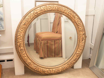 Brushed Gold Finish Scroll Design Mirror