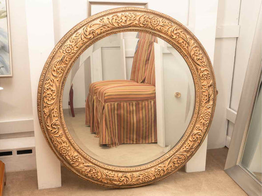 Brushed Gold Finish Scroll Design Mirror