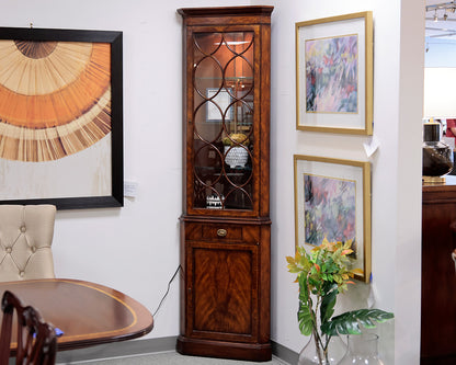 Theodore Alexander Burl Wood Corner China Cabinet