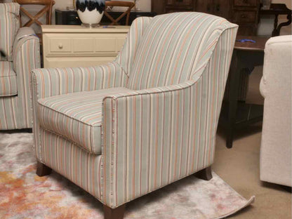 Stanley  Upholstered Chair In 'Ford Aqua Stripes'