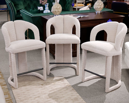 Set of Three Upholstered Modern Counter Stools
