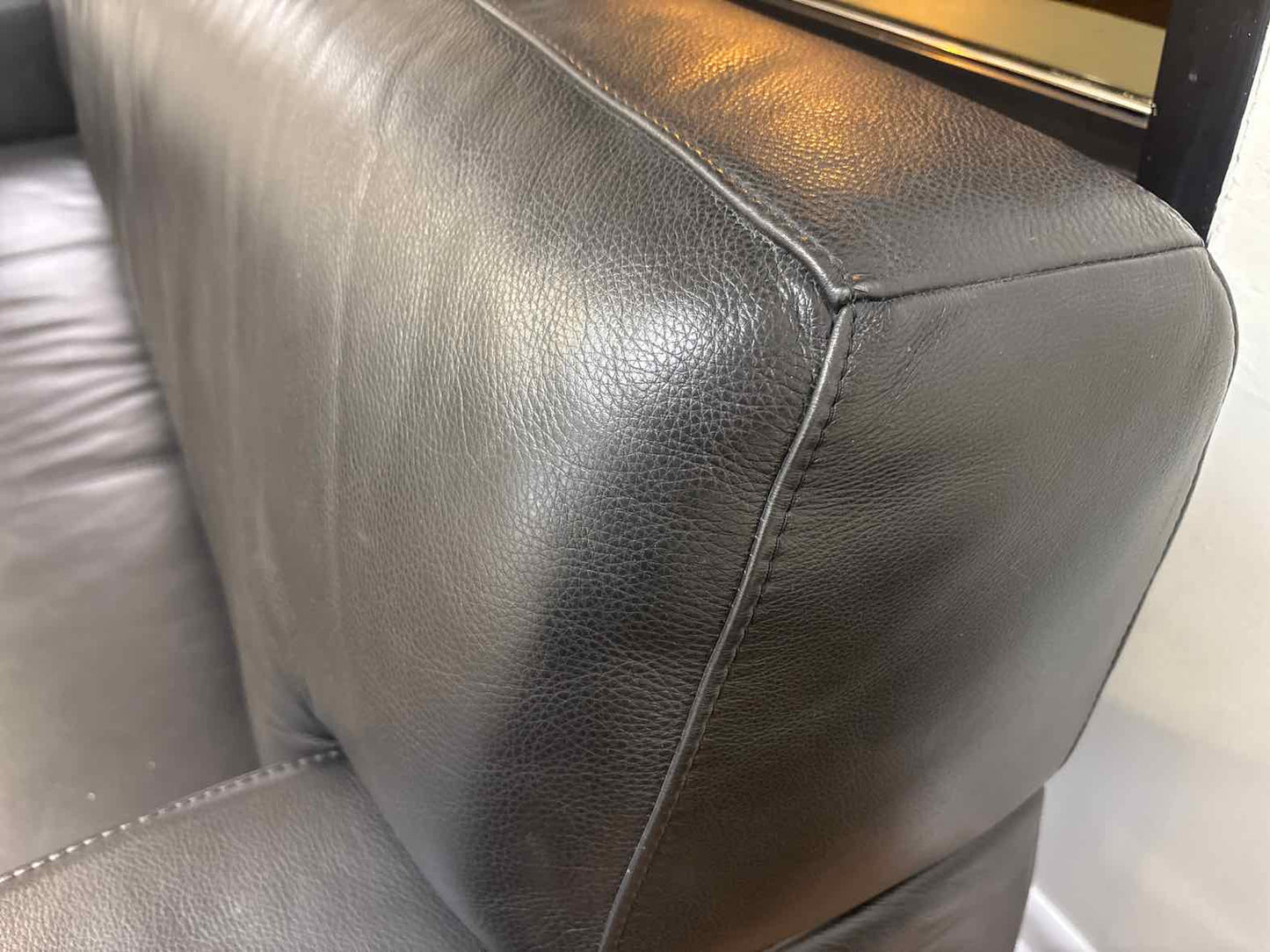 Ethan Allen Black Leather Sofa