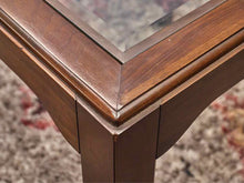Walnut Side Table with Glass Insert &  Brass Plate on Legs
