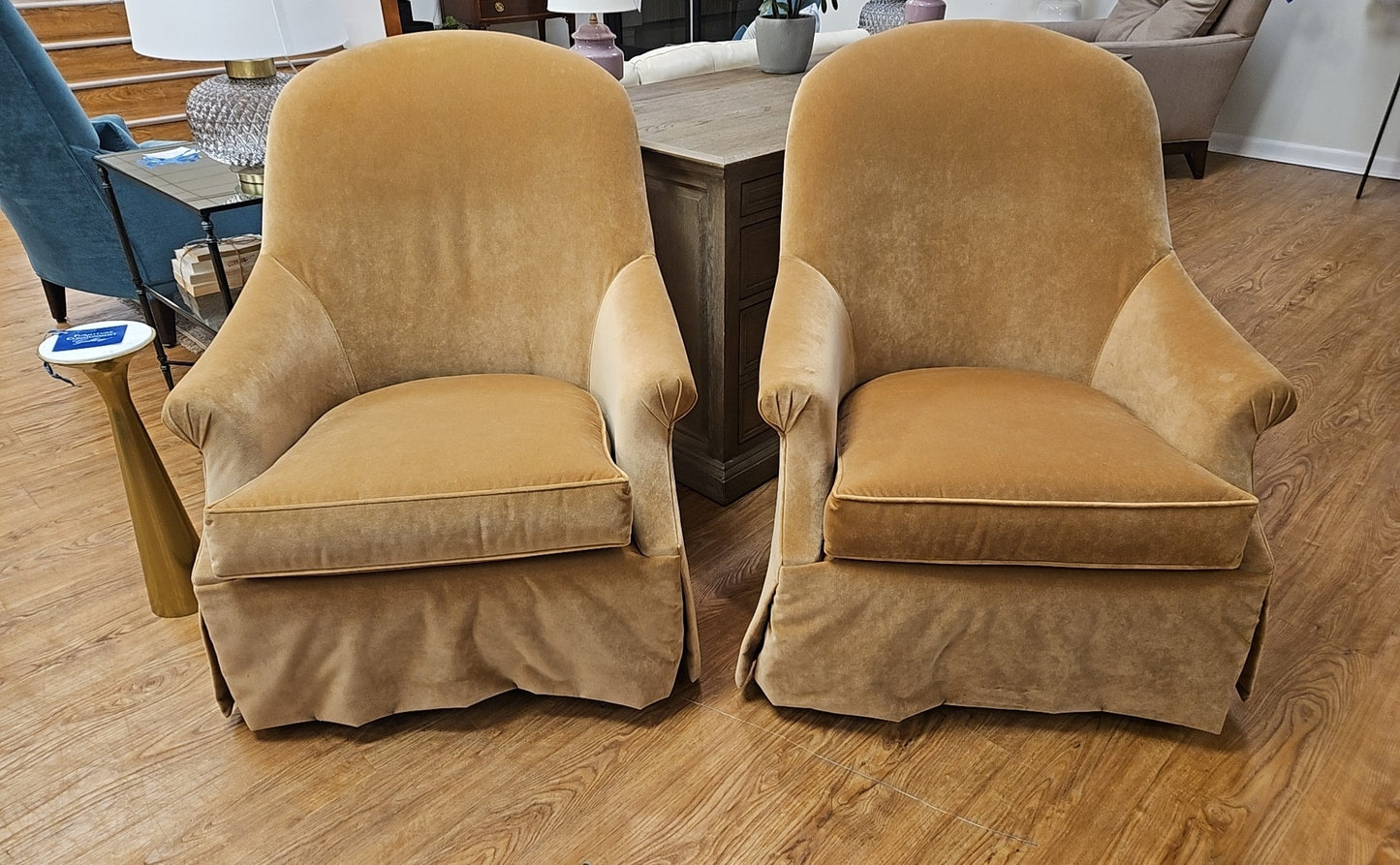 Ethan Allen Pair of Deep Gold Swivel Chairs